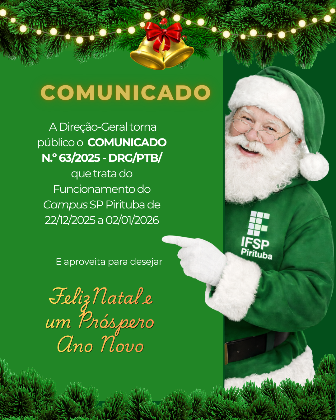 Comunicado – Funcionamento do Campus IFSP Pirituba