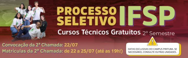 Processo Seletivo 2025/2 - Concomitantes e Subsequentes bunnner 2